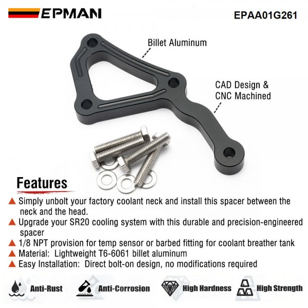 EPMAN High-Quality SR20 Coolant Spacer - Easy Installation, Compatible with SR20DE/DET, 1/8 NPT Provision EPAA01G261 EPMAN High-Quality SR20 Coolant Spacer - Easy Installation, Compatible with SR20DE/DET, 1/8 NPT Provision EPAA01G261