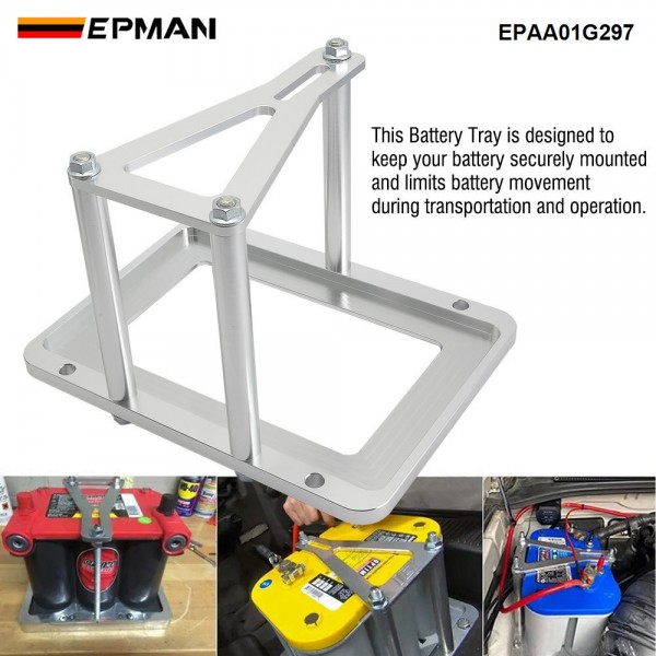 EPMAN Billet Aluminum Battery Hold Down Tray Pallet for Optima 34M D34M 34/78 D34/D78 Battery EPAA01G297 EPMAN Billet Aluminum Battery Hold Down Tray Pallet for Optima 34M D34M 34/78 D34/D78 Battery EPAA01G297