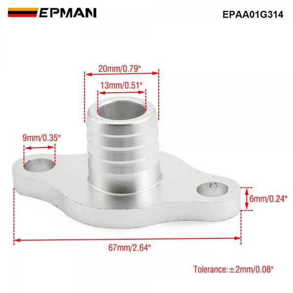 EPMAN Full Flow M20 Turbo Oil Drain Flange CNC Billet Aluminum for Toyota 1JZ 2JZ Engine EPAA01G314