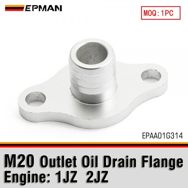 EPMAN Full Flow M20 Turbo Oil Drain Flange CNC Billet Aluminum for Toyota 1JZ 2JZ Engine EPAA01G314