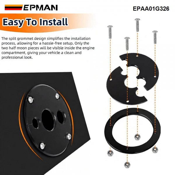EPMAN LS Swap Firewall Pass Through Kit 3-Hole Billet Aluminum Grommet for Holley Terminator X Wiring Harness EPAA01G326