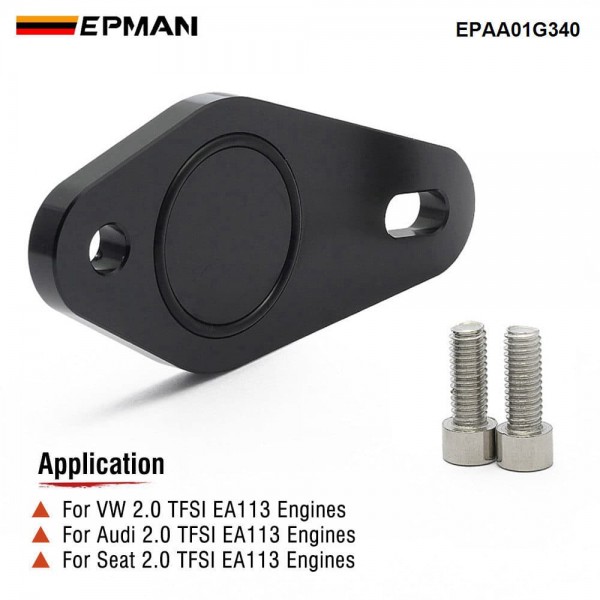 EPMAN Rear Breather Block Off Plate for VW Audi EA113 2.0L TFSI Engine - CNC 6061 Aluminum Black Anodized for Catch Can Installation EPAA01G340