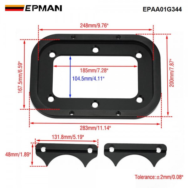 EPMAN CNC Billet Aluminum Battery Tray for Optima Batteries | Direct OEM Plastic Tray Replacement | Group 34 Series Compatible | Corrosion Resistant for Off-Road UTV Marine EPAA01G344