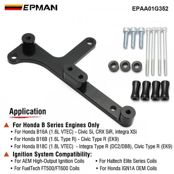 EPMAN Coil Bracket Kit for Honda B Series B16A B18C VTEC IGN1A Engines Black Anodized Aluminum EPAA01G352