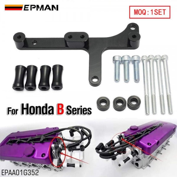 EPMAN Coil Bracket Kit for Honda B Series B16A B18C VTEC IGN1A Engines Black Anodized Aluminum EPAA01G352