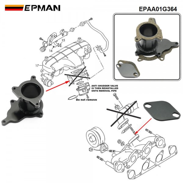 EPMAN EGR Exhaust Gas 03G131501B Removal Delete Kit Blanking Plate for VW for Skoda for Octavia 2.0 TDI BVF BVG BLB Recirculation Valve EPAA01G364