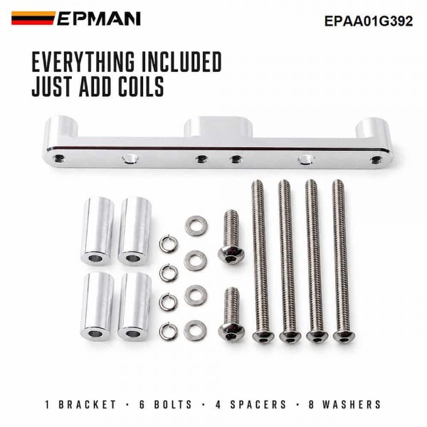 EPMAN Billet Aluminum IGN1A Smart Coil Bracket for Honda B16/K20/K24, Nissan SR20 & Mazda RX7 - Single Mount, Holds 4 Coils EPAA01G392
