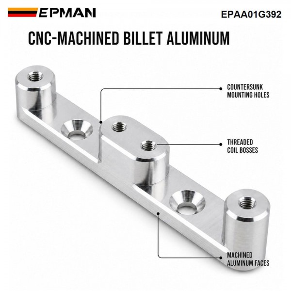EPMAN Billet Aluminum IGN1A Smart Coil Bracket for Honda B16/K20/K24, Nissan SR20 & Mazda RX7 - Single Mount, Holds 4 Coils EPAA01G392