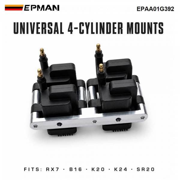 EPMAN Billet Aluminum IGN1A Smart Coil Bracket for Honda B16/K20/K24, Nissan SR20 & Mazda RX7 - Single Mount, Holds 4 Coils EPAA01G392