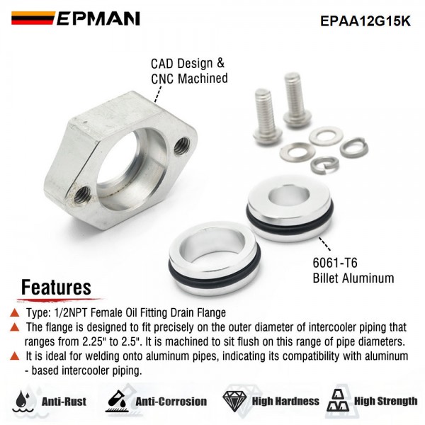 EPMAN Aluminum Intercooler Pipe Map Sensor Flange Kit For VW AUDI 1.8T Golf Jetta Beetle A4 Turbocharger EPAA12G15K EPMAN Aluminum Intercooler Pipe Map Sensor Flange Kit For VW AUDI 1.8T Golf Jetta Beetle A4 Turbocharger EPAA12G15K