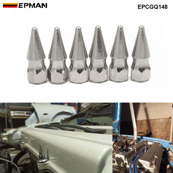 EPMAN 6PCS/Bag Billet M6*1.0 Chrome Spikes Engine Bay Dress Up Washer Bolt Kit For Honda Civic Integra RSX Engine Valve Cover EPCGQ148