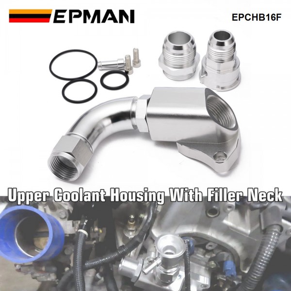 EPMAN Aluminum Upper Coolant Housing With Filler Neck 16AN Fitting For Honda Civic EG EK B16/B18C5S (Type R) Engine EPCHB16F