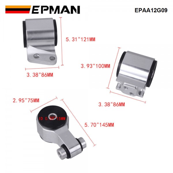 EPMAN K-Series Engine Mounts For K20 K24 FA FG 06-11 Honda Civic Acura CSX Si Billet EPAA12G09 EPMAN K-Series Engine Mounts For K20 K24 FA FG 06-11 Honda Civic Acura CSX Si Billet EPAA12G09