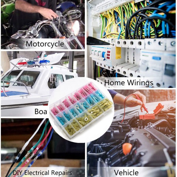 EPMAN 250 pcs Insulated Heat Shrink Wire Electric Connector Crimp Terminals Ring Butt Kit Heat Shrink Connectors EPH102GP250    