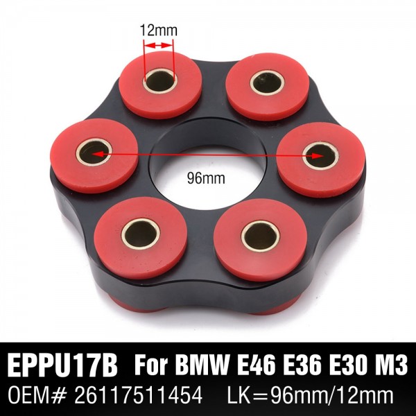 EPMAN Drive Shaft Flex Disc LK=78mm/12mm or LK=78mm/10mm LK=96mm/12mm Polyurethane Aluminum For BMW E30 E36 E39 E46 EPMAN Drive Shaft Flex Disc LK=78mm/12mm or LK=78mm/10mm LK=96mm/12mm Polyurethane Aluminum For BMW E30 E36 E39 E46