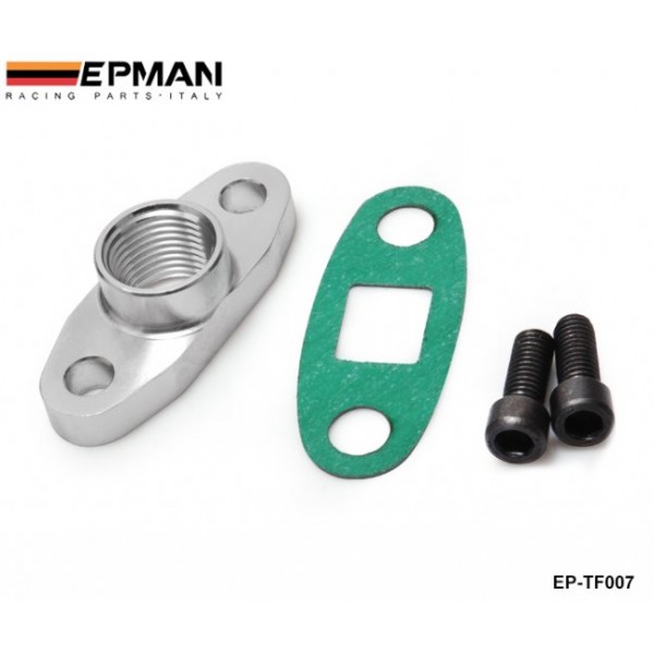 Turbo OIL DRAIN FLANGE: T3/T4 - 8MM BOLT, OFFSET (PTE, Borg Warner, Tu