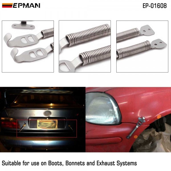 EPMAN Stainless Steel Car Racing Mount Bonnet Hook Pin Lock Kit Latch Spring Fastener EP-01608