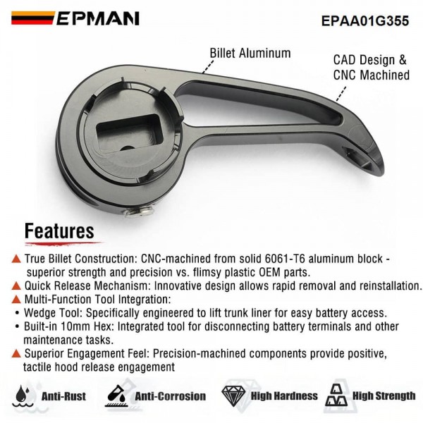 EPMAN Quick Release Hood Latch Kit Billet Aluminum For BMW G-Series G80 G82 G87 M3 M4 M2 3 Series 4 Series Supra EPAA01G355