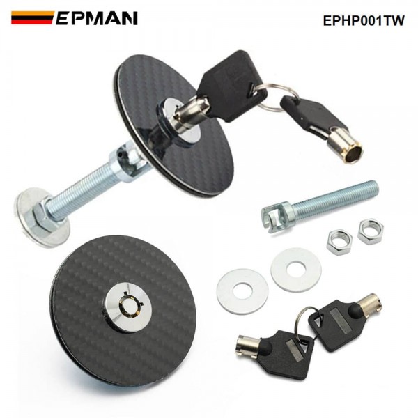 (BLACK Carbon Fiber )Flush Mount Hood Lock w/ Key Variable Mount EPHP001TW