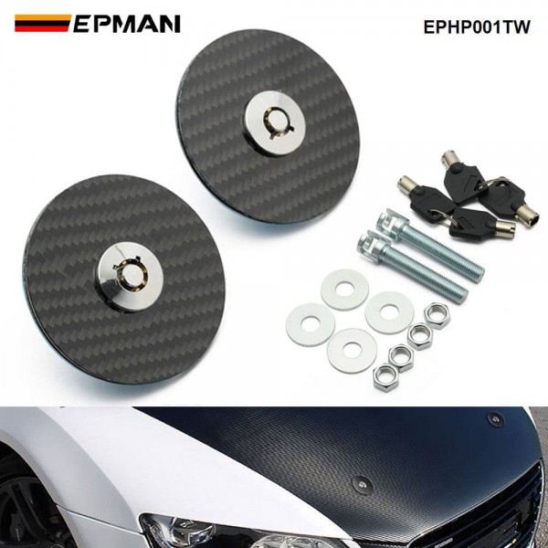(BLACK Carbon Fiber )Flush Mount Hood Lock w/ Key Variable Mount EPHP001TW