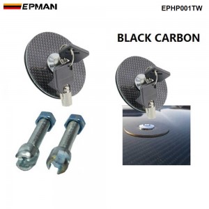 (BLACK Carbon Fiber )Flush Mount Hood Lock w/ Key Variable Mount EPHP001TW