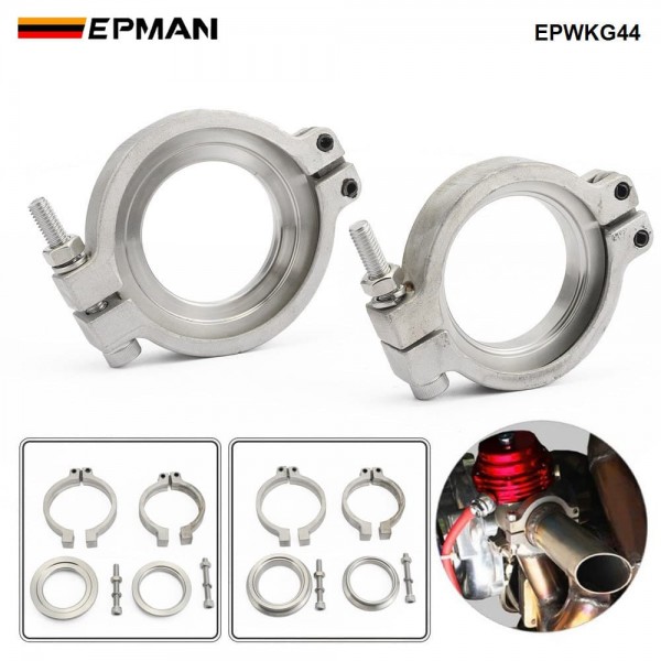 EPMAN Universal Turbo Wastegate V Band Clamp Set 44mm Stainless Steel Exhaust Flange Kit For TiAL Style MVS/MVR External Wastegate EPWKG44