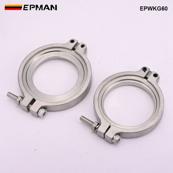EPMAN 60mm TiAL Style V60 Wastegate Flange Kit Stainless Steel V-Band Clamp Universal External Wastegate Welding Adapter For Turbo Manifold EPWKG60