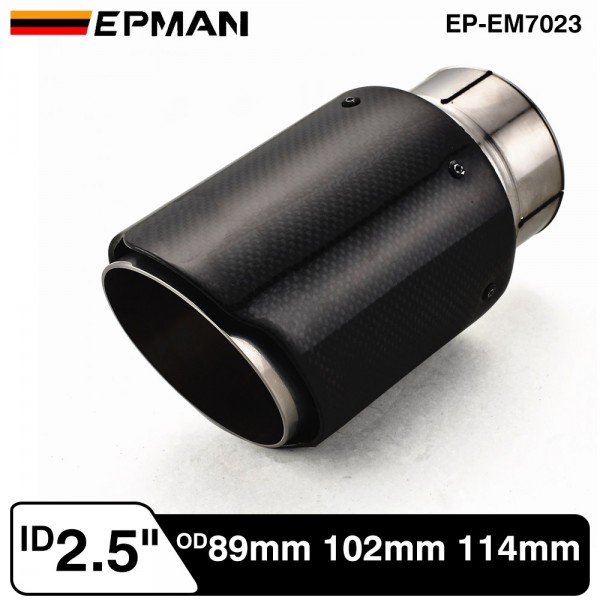 EPMAN ID 2.5'' (63mm) Carbon Fiber Exhaust Muffler Tip OD 89mm(3.5") 102mm(4") 114mm(4.5") EP-EM7023