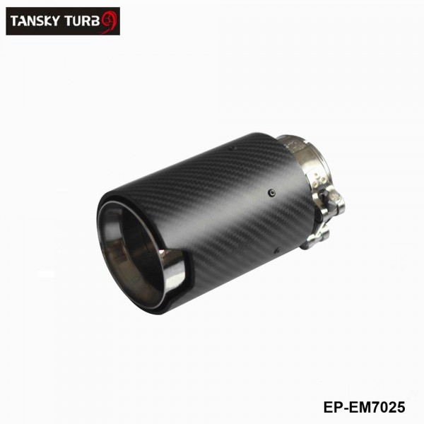 TANSKY -1Pcs Universal ID 2.5'' 63mm OD:92MM Carbon Fiber Exhaust Tip Muffler EP-EM7025