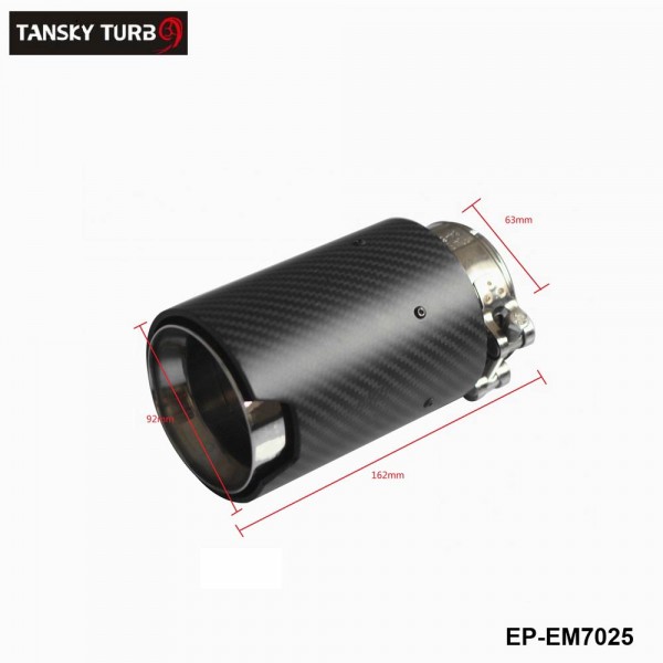 TANSKY -1Pcs Universal ID 2.5'' 63mm OD:92MM Carbon Fiber Exhaust Tip Muffler EP-EM7025