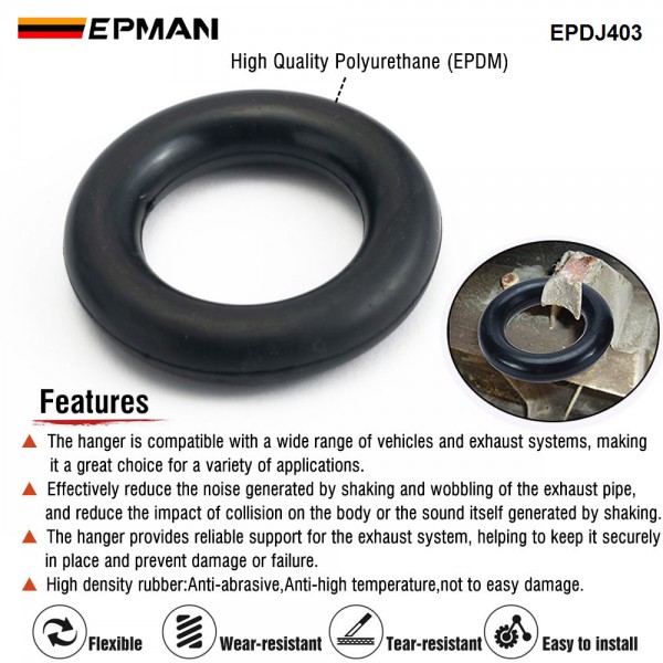EPMAN 2PCS 60mm O Ring Car Exhaust Hanger Black Noise Reduction Long Lasting Exhaust Hanger O Ring For Vehicles EPDJ403 EPMAN 2PCS 60mm O Ring Car Exhaust Hanger Black Noise Reduction Long Lasting Exhaust Hanger O Ring For Vehicles EPDJ403