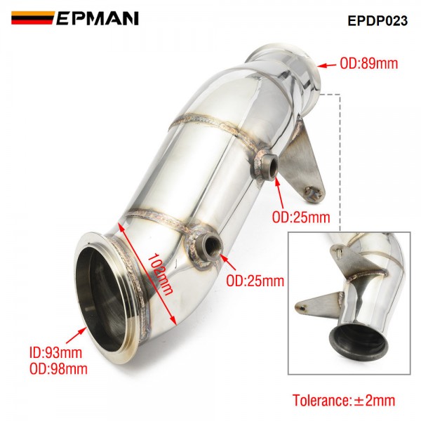 EPMAN Exhaust System 4" SS Turbo Down Pipe Kit For BMW 2007-2013 M135i/xi M235i/xi 435i/xi 335i/xi M2 N55 EPDP023