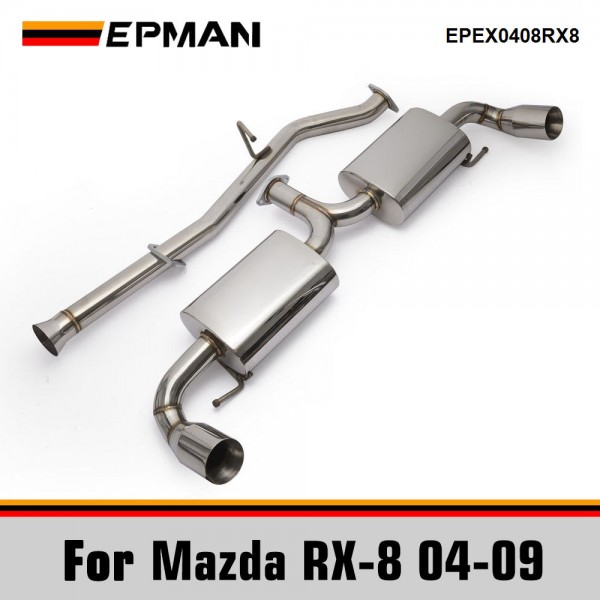 EPMAN For 04-08 Mazda RX-8 1.3L Dual 3 Muffler Tip Racing Catback Exhaust System EPEX0408RX8 EPMAN For 04-08 Mazda RX-8 1.3L Dual 3 Muffler Tip Racing Catback Exhaust System EPEX0408RX8