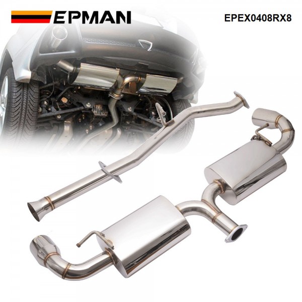 EPMAN For 04-08 Mazda RX-8 1.3L Dual 3 Muffler Tip Racing Catback Exhaust System EPEX0408RX8 EPMAN For 04-08 Mazda RX-8 1.3L Dual 3 Muffler Tip Racing Catback Exhaust System EPEX0408RX8