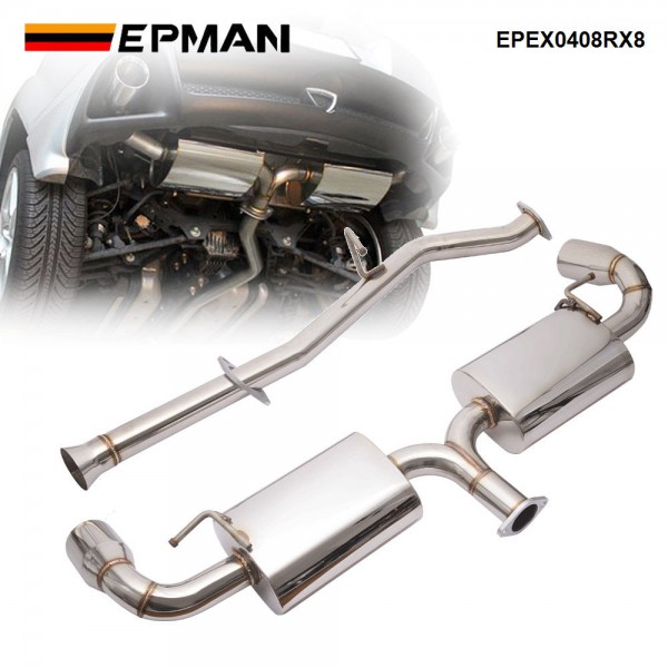 EPMAN For 04-08 Mazda RX-8 1.3L Dual 3 Muffler Tip Racing Catback Exhaust System EPEX0408RX8