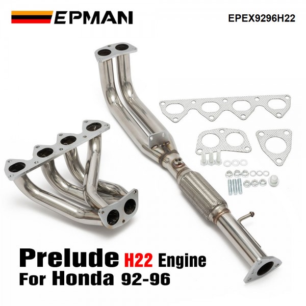 EPMAN For Honda Prelude H22 H-Series 92-96 Swap 4-2-1Tri-Y Exhaust Header + Flex Piping EPEX9296H22