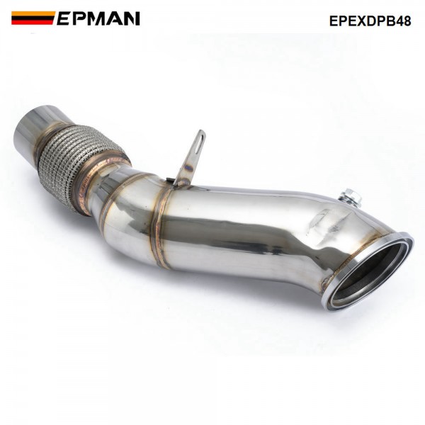 EPMAN B48 Catless Downpipe for BMW F20 F30 F32 G20 320i 330i 430i, 201 Stainless Steel Race Exhaust Pipe with Flex Section, Fits International Models Only EPEXDPB48