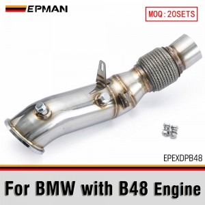EPMAN B48 Catless Downpipe for BMW F20 F30 F32 G20 320i 330i 430i, 201 Stainless Steel Race Exhaust Pipe with Flex Section, Fits International Models Only EPEXDPB48