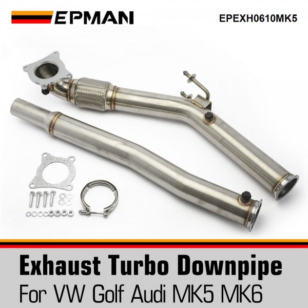 EPMAN Stainless Steel Twister Exhaust Downpipe For VW Golf Audi MK5 MK6 GTI 2.0 TSL EPEXH0610MK5 EPMAN Stainless Steel Twister Exhaust Downpipe For VW Golf Audi MK5 MK6 GTI 2.0 TSL EPEXH0610MK5
