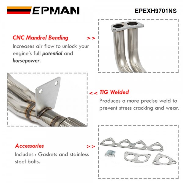 EPMAN For Honda Prelude 97-01 Header Non SH Stainless Steel Exhaust Header EPEXH9701NS EPMAN For Honda Prelude 97-01 Header Non SH Stainless Steel Exhaust Header EPEXH9701NS