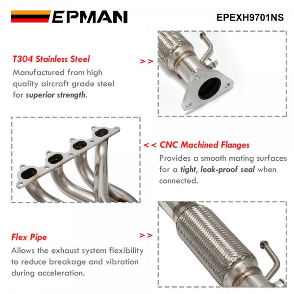 EPMAN For Honda Prelude 97-01 Header Non SH Stainless Steel Exhaust Header EPEXH9701NS EPMAN For Honda Prelude 97-01 Header Non SH Stainless Steel Exhaust Header EPEXH9701NS