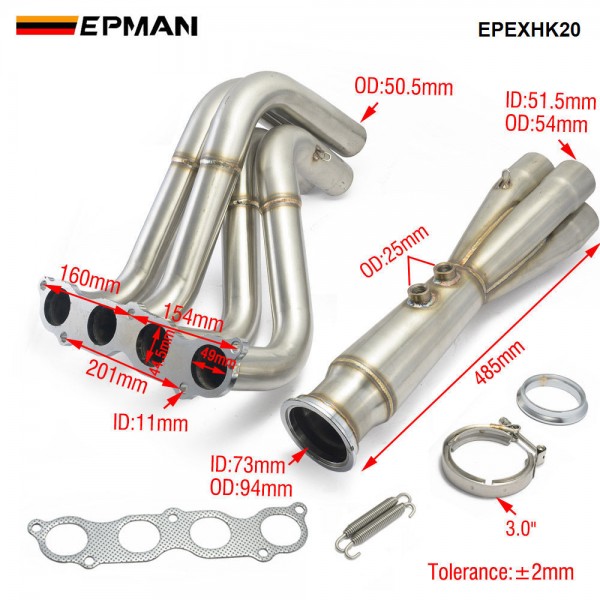 EPMAN Stainless Steel Exhaust Manifold Header V-Band Down Pipe For Honda For Acura K-Series Swapped vehicles EPEXHK20 EPMAN Stainless Steel Exhaust Manifold Header V-Band Down Pipe For Honda For Acura K-Series Swapped vehicles EPEXHK20