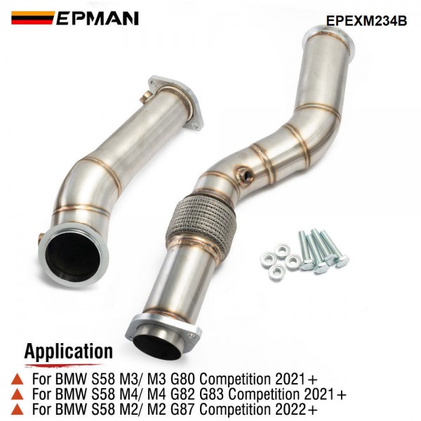 EPMAN Exhaust Catless Down Pipes For BMW S58 3.5" Fat Boy Downpipes M2 M3 M4 G87 G80 G82 G83 EPEXM234B EPMAN Exhaust Catless Down Pipes For BMW S58 3.5" Fat Boy Downpipes M2 M3 M4 G87 G80 G82 G83 EPEXM234B