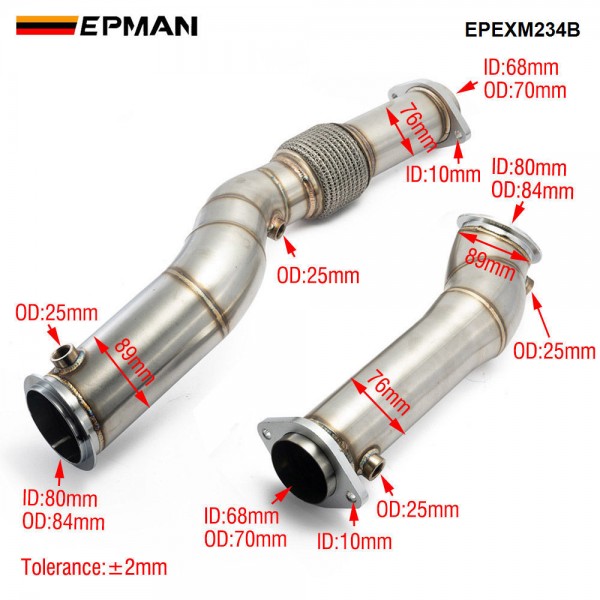 EPMAN Exhaust Catless Down Pipes For BMW S58 3.5" Fat Boy Downpipes M2 M3 M4 G87 G80 G82 G83 EPEXM234B EPMAN Exhaust Catless Down Pipes For BMW S58 3.5" Fat Boy Downpipes M2 M3 M4 G87 G80 G82 G83 EPEXM234B