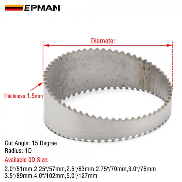 EPMAN Universal Stainless Steel 304 Sawtooth Pie Cut Radius 1D - Angle Segment 15° | 1.5mm Manifolds Down Pipes EPHJG EPMAN Universal Stainless Steel 304 Sawtooth Pie Cut Radius 1D - Angle Segment 15° | 1.5mm Manifolds Down Pipes EPHJG