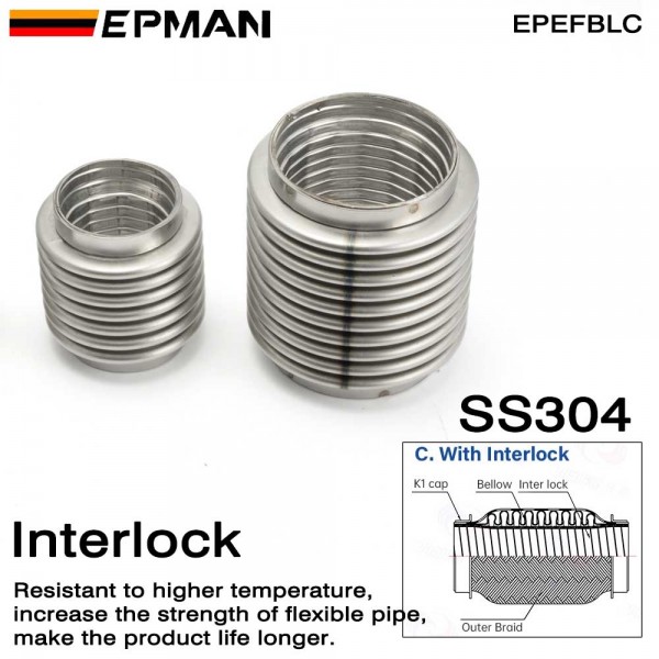 EPMAN Exhaust Flexible Pipes Car Exhaust System SS304 For Exhaust System Downpipe, Muffler, Tips, etc