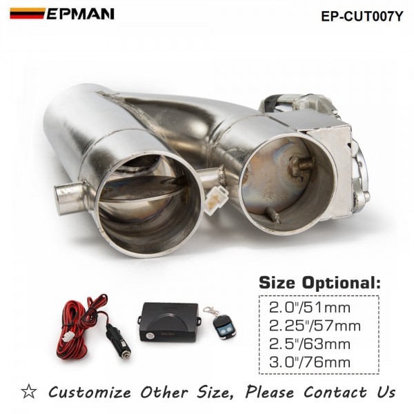 EPMAN Patented Product 2" / 2.25" / 2.5" / 3" Electric Exhaust Downpipe Cutout E-Cut Out Dual-Valve Controller Remote Kit EP-CUT007Y