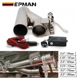 EPMAN Universal 2"/2.25"/2.5"/2.75"/3"/3.5" Stainless Steel Motorized Electric Exhaust Y-Pipe Cutoff Bypass Cutout Valve W/ Remote