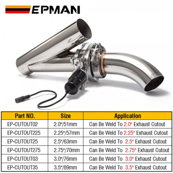 EPMAM 2" /2.25" / 2.5" / 2.75" / 3" / 3.5" Exhaust Cutout Electric Dump Y-PIPE Catback Cat Back Turbo Bypass Steel EP-CUTOUT EPMAM 2" /2.25" / 2.5" / 2.75" / 3" / 3.5" Exhaust Cutout Electric Dump Y-PIPE Catback Cat Back Turbo Bypass Steel EP-CUTOUT