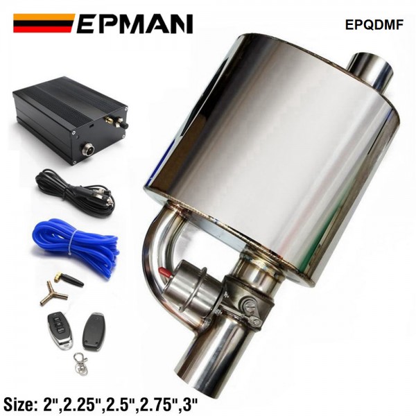 EPMAN 2"/2.25"/2.5"/2.75"/3" Exhaust Muffle With Dump Valve Electric Exhaust Cutout Remote Control Set EPQDMF